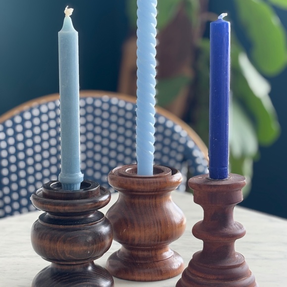 Other - Wooden Candlestick Holders - Set of 3